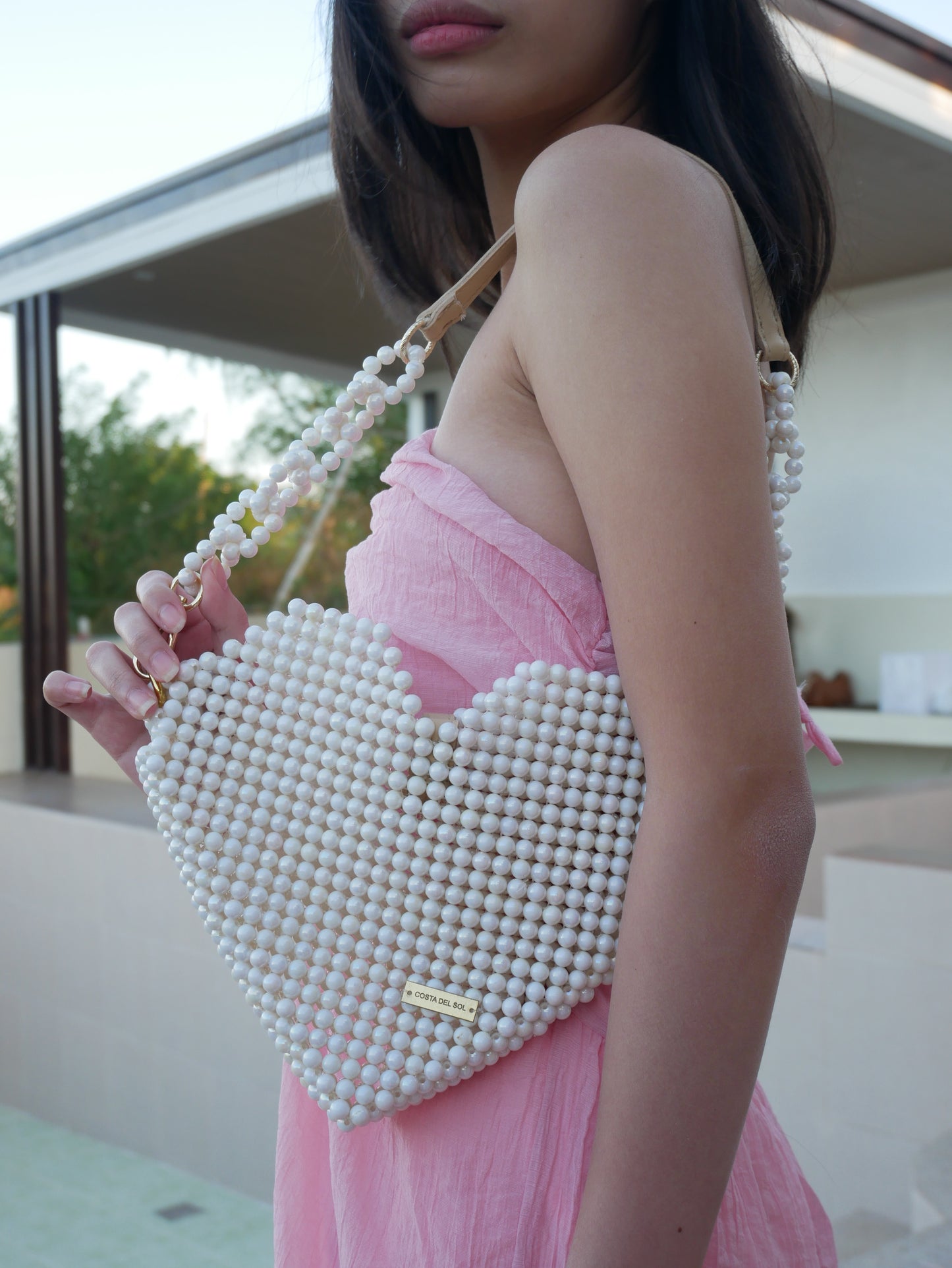 Costa del Sol: Limited Edition White Pearl Bead Bag