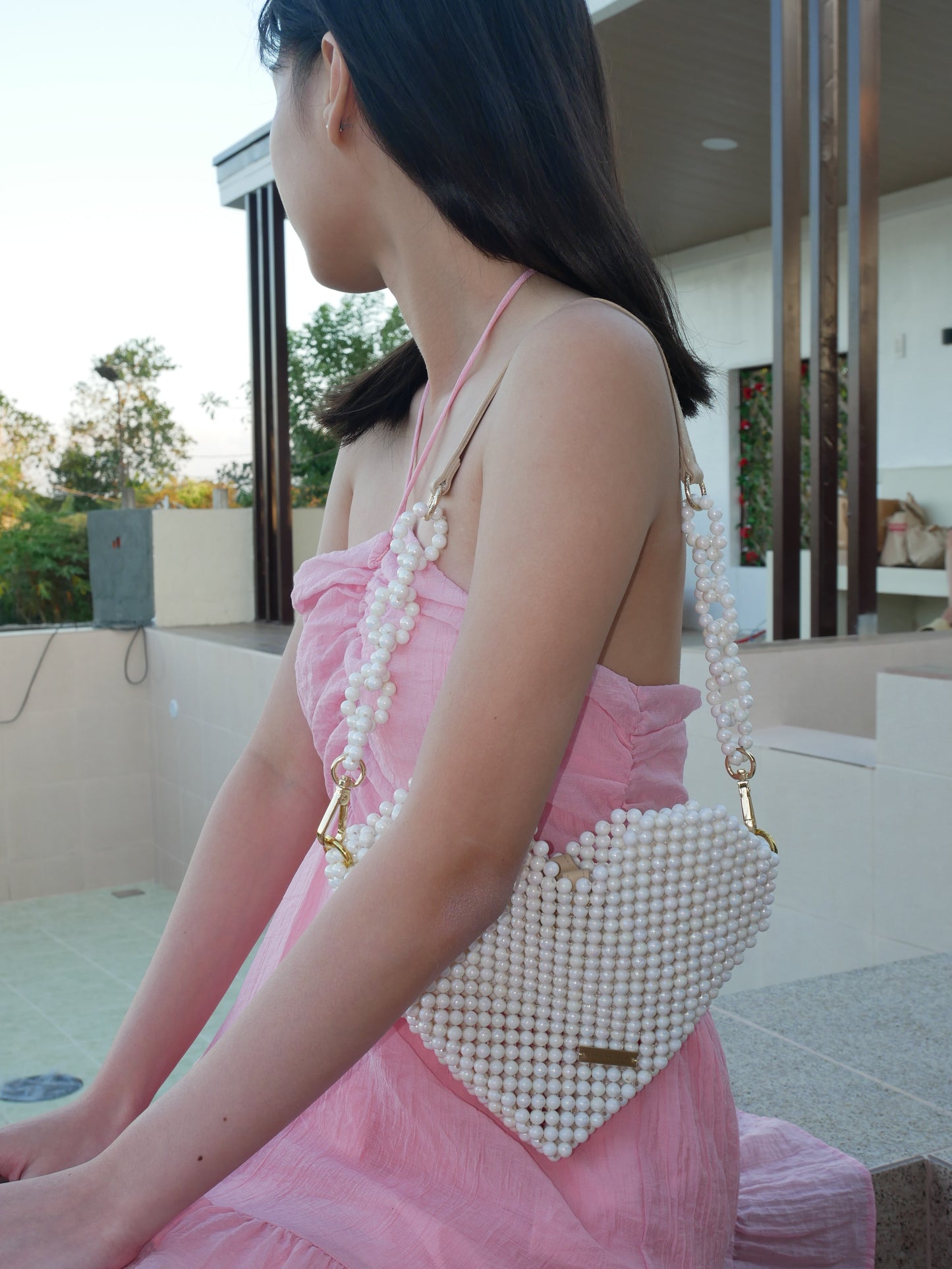 Costa del Sol: Limited Edition White Pearl Bead Bag